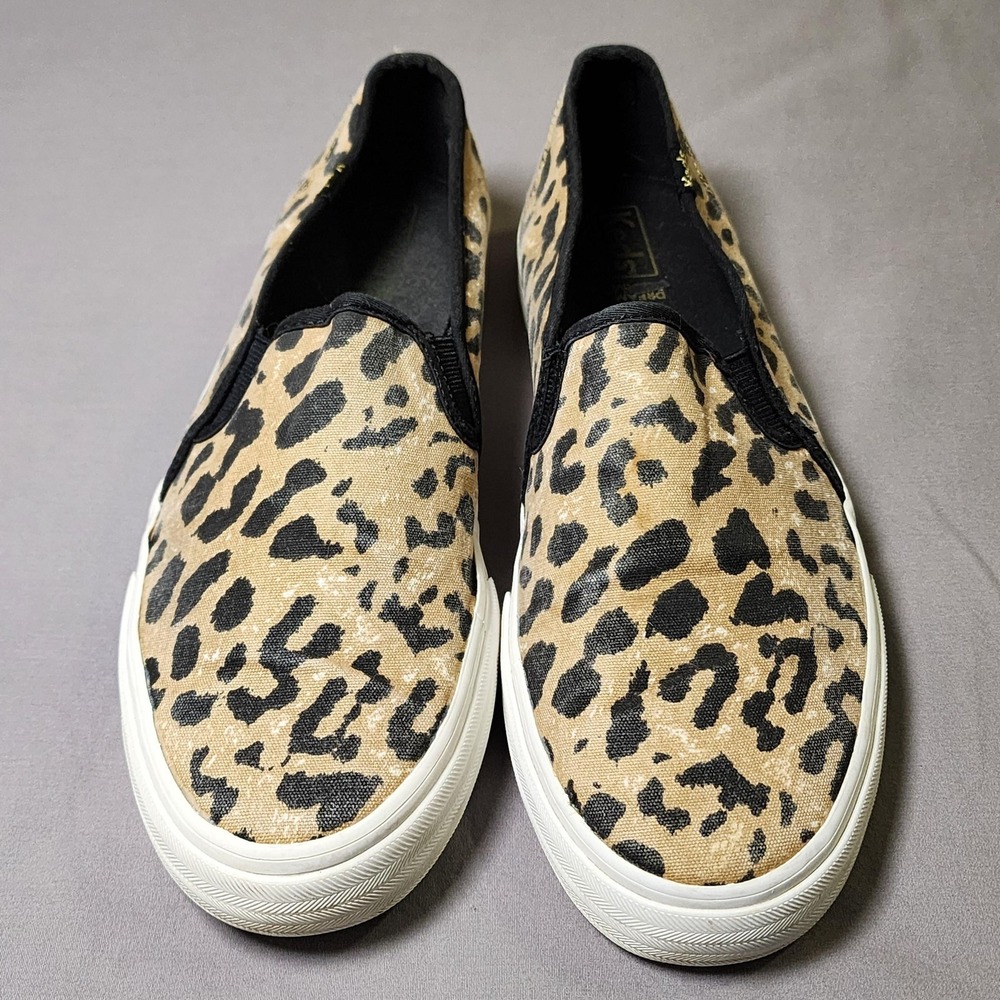 Keds Shoes Womens Size‎ 9 Beige Double Decker Leopard Slip On Canvas Sneakers